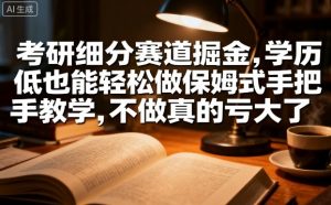 考研细分赛道掘金,日入1k+,学历低也能轻松做保姆式手把手教学,不做真的亏大了【揭秘】-阳知网创资源库