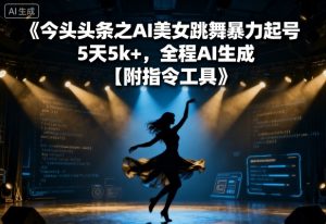 今日头条之AI美女跳舞暴力起号，5天1k+，全程AI生成【附指令工具】-阳知网创资源库