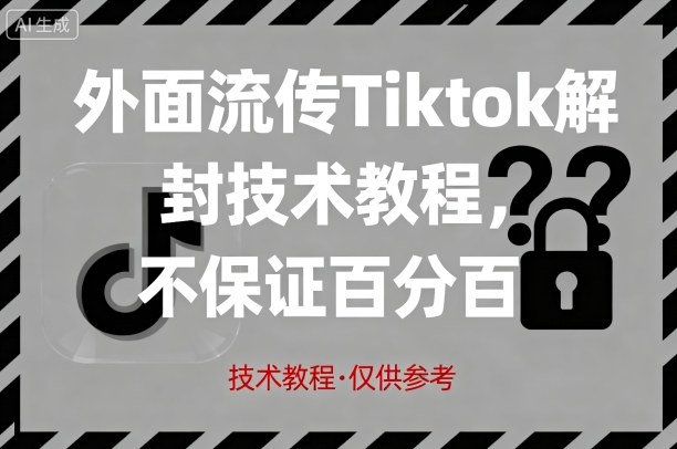 外面流传Tiktok解封技术教程，不保证百分百，具体自测-阳知网创资源库