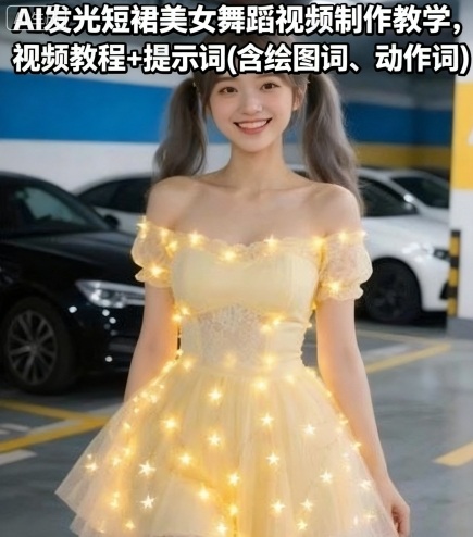 AI发光短裙美女舞蹈视频制作教学,视频教程+提示词(含绘图词、动作词)-阳知网创资源库