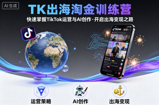 TK出海淘金训练营,助你快速掌握TikTok运营与AI创作,开启出海变现之路-阳知网创资源库