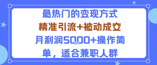 小众赛道玩法：当下最热门的变现方式，精准引流+被动成交月利润5k+操作简单，适合兼职人群-阳知网创资源库