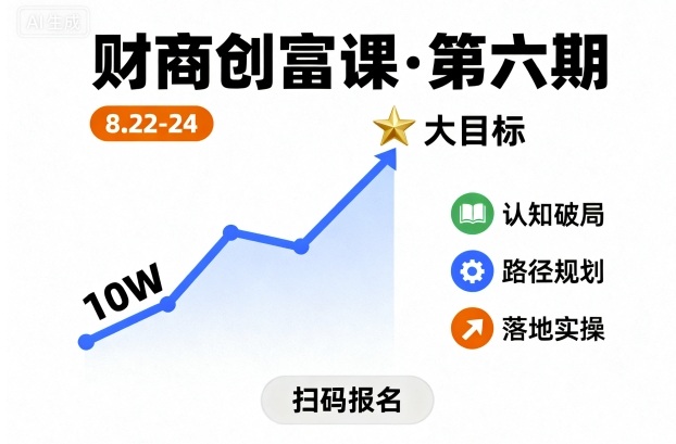 财商创富课第六期8月22-24号,如何从10W起步,一步步实现大目标-阳知网创资源库