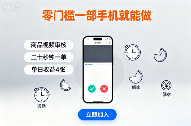 零门槛一部手机就能做,商品视频审核,通勤躺家碎片时间都能做,二十秒钟一单,单日收益4张【揭秘】-阳知网创资源库