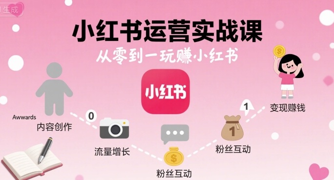 小红书运营实战课,从零到一玩賺小红书-阳知网创资源库