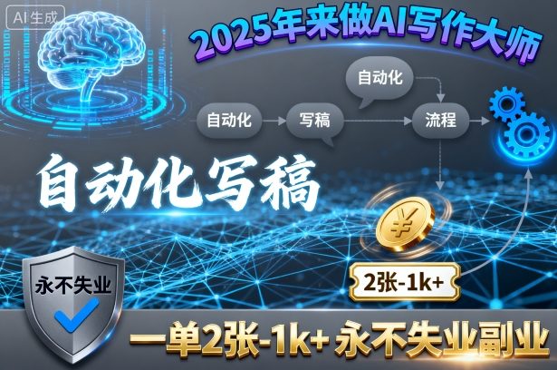 2025年来做AI写作大师,自动化写稿,一单2张-1k+,永不失业副业-阳知网创资源库