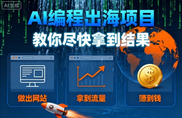 AI编程出海项目,教你尽快拿到结果-做出网站、拿到流量、賺到钱-阳知网创资源库
