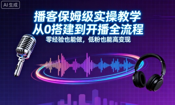播客保姆级实操教学,从0搭建到开播全流程,零经验也能做,低粉也能高变现-阳知网创资源库