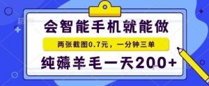 手机项目，二十秒一单，纯薅羊毛一天2张+做就有【揭秘】-阳知网创资源库