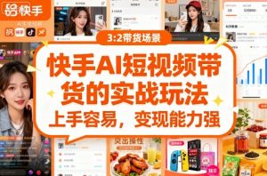 快手ai短视频带货的实战玩法，上手容易，变现能力强-阳知网创资源库