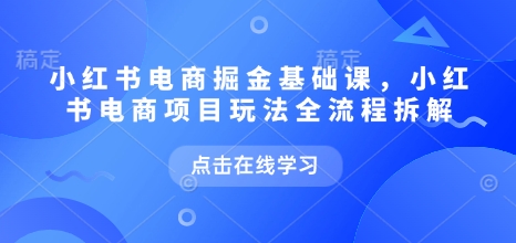 小红书电商掘金课,小红书电商项目玩法全流程拆解(更新9月)-阳知网创资源库