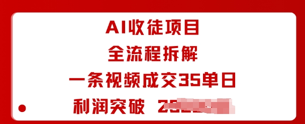 AI收徒项目全流程拆解一条视频成交35单日利润突破1k+-阳知网创资源库