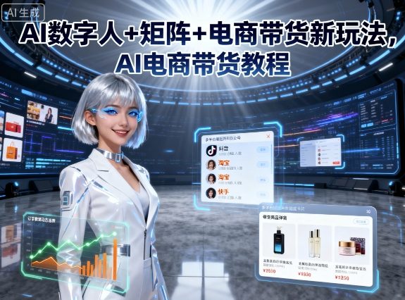 AI数字人+矩阵+电商带货新玩法,AI电商带货教程-阳知网创资源库