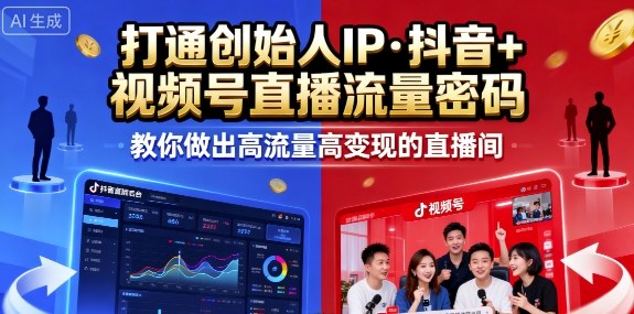 25年直播9-10两期线下课，打通创始人IP，抖音+视频号直播流量密码，教你做出高流量高变现的直播间-阳知网创资源库