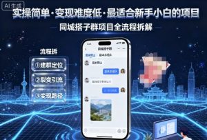实操简单,变现难度低,最适合新手小白做的项目,每天轻松收入3张,同城搭子群项目全流程拆解-阳知网创资源库