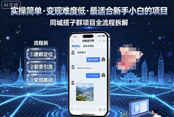 实操简单,变现难度低,最适合新手小白做的项目,每天轻松收入3张,同城搭子群项目全流程拆解-阳知网创资源库
