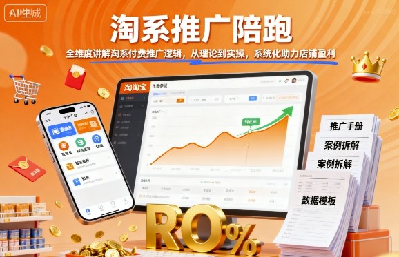 淘系推广陪跑,全维度讲解淘系付费推广逻辑,从理论到实操,系统化助力店铺盈利-阳知网创资源库