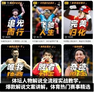 体坛人物解说全流程实战教学,爆款解说文案讲解,体育热门赛事精选-阳知网创资源库