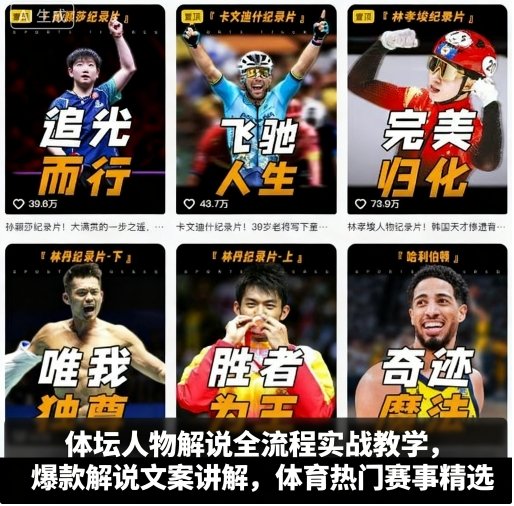体坛人物解说全流程实战教学,爆款解说文案讲解,体育热门赛事精选-阳知网创资源库
