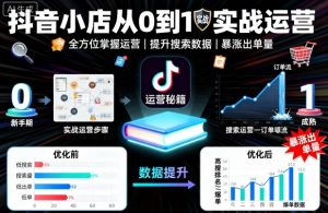 抖音小店从0到1实战运营,帮你全方位掌握小店运营,提升搜索数据与出单量-阳知网创资源库