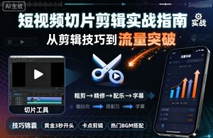 短视频切片剪辑实战指南，从剪辑技巧到流量突破-阳知网创资源库