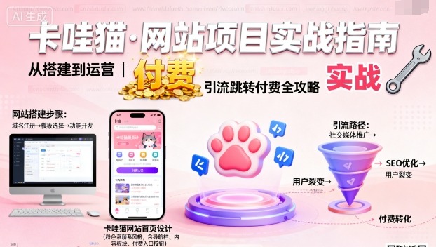 卡哇猫·网站项目,网站搭建与运营以及引流跳转付费-阳知网创资源库