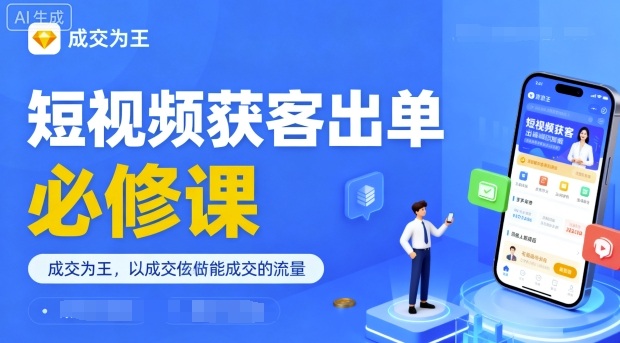 短视频获客出单必修课，成交为王，以成交为导向，直接做能成交的流量-阳知网创资源库