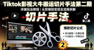 Tiktok影视大牛搬运切片手法第二期，详细玩法教程-阳知网创资源库
