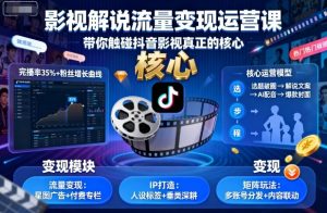 影视解说流量变现运营课,带你触碰抖音影视真正的核心-阳知网创资源库
