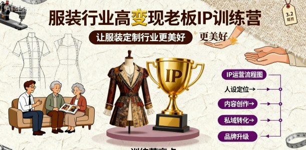 服装行业高变现老板IP训练营,让服装定制行业更美好-阳知网创资源库