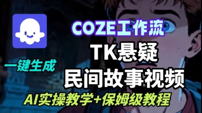Coze扣子工作流一键生成TK悬疑民间故事视频,AI实操教学+保姆级教程-阳知网创资源库