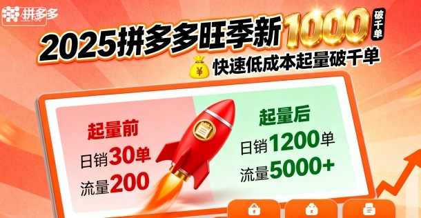 2025拼多多旺季新老店铺——快速低成本起量破千单-阳知网创资源库