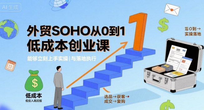 外贸SOHO从0到1低成本创业课,能够立刻上手实操与落地执行-阳知网创资源库