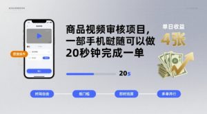 商品视频审核项目，一部手机随时随地都可以做，20秒钟完成一单，单日收益 4张【揭秘】-阳知网创资源库