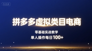 拼多多虚拟类目电商,零基础实战教学,单人操作每日100+-阳知网创资源库