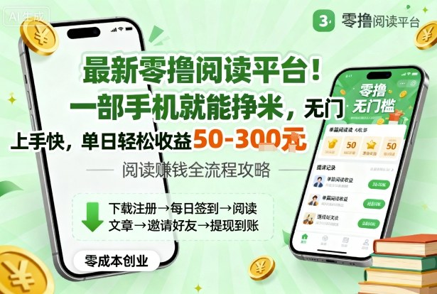 最新零撸阅读平台!一部手机就能挣米,无门槛上手快,单日轻松收益50-3张【揭秘】-阳知网创资源库