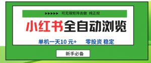 小红书全自动浏览项目,零投资,全程手机去跑,单账号一天10米+,可无限矩阵去做【揭秘】-阳知网创资源库