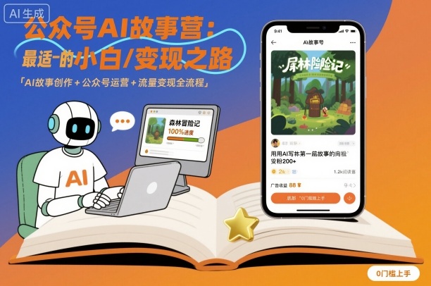 公众号ai故事营,最适合小白的自媒体变现之路-阳知网创资源库