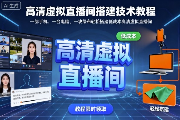 高清虚拟直播间搭建技术教程,一部手机、一台电脑、一块绿布轻松搭建低成本高清虚拟直播间-阳知网创资源库