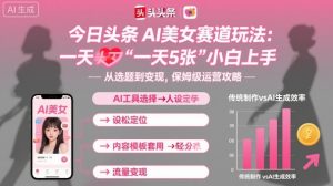 今日头条AI美女赛道玩法,一天轻松5张,小白轻松上手-阳知网创资源库