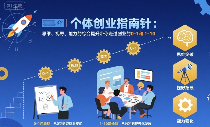 个体创业指南针，思维、视野、能力的综合提升带你走过创业的0-1和1-10【音频】-阳知网创资源库
