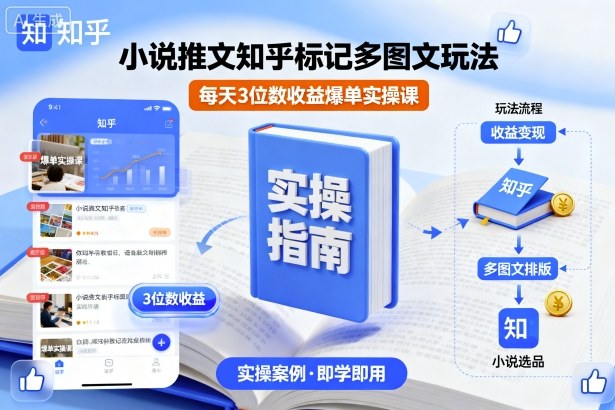 小说推文知乎标记多图文玩法,每天3位数收益爆单实操课-阳知网创资源库