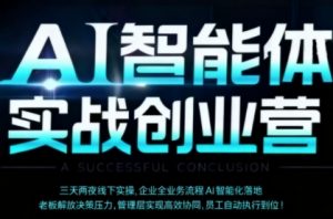 AI智能体实体战创业营（深圳9月23-25日），多维度助力老板、管理层、员工提升效能-阳知网创资源库
