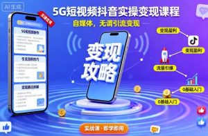 5G短视频抖音实操变现课程,自媒体,无谓引流变现-阳知网创资源库