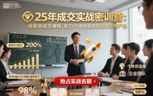 25年成交实战密训营，高客单成交课程，助力个体创业者和企业卖爆产品-阳知网创资源库