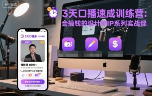3天口播速成训练营,会搞钱的设计师IP系列实战课-阳知网创资源库