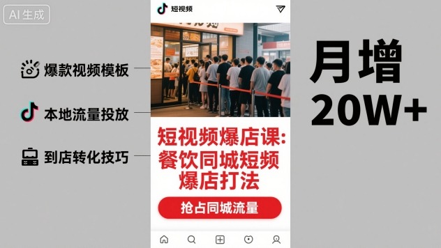 短视频爆店课,餐饮同城短视频爆店打法-阳知网创资源库