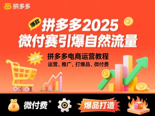 拼多多2025微付费引爆自然流量，拼多多电商运营教程，运营、推广、打爆品、微付费（更新）-阳知网创资源库