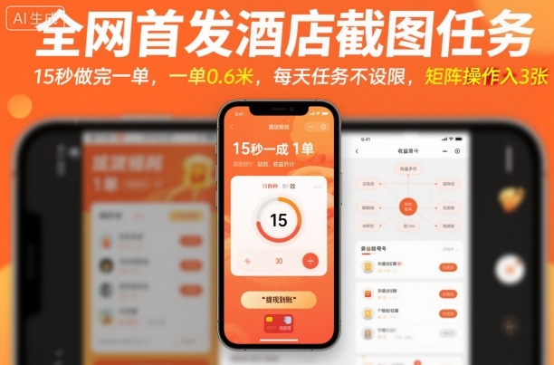全网首发酒店截图任务,15秒做完一单,一单0.6米,每天任务不设限,矩阵操作日入3张【揭秘】-阳知网创资源库