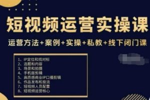 短视频运营实操课，运营方法+案例+实操+私教+线下闭门课-阳知网创资源库